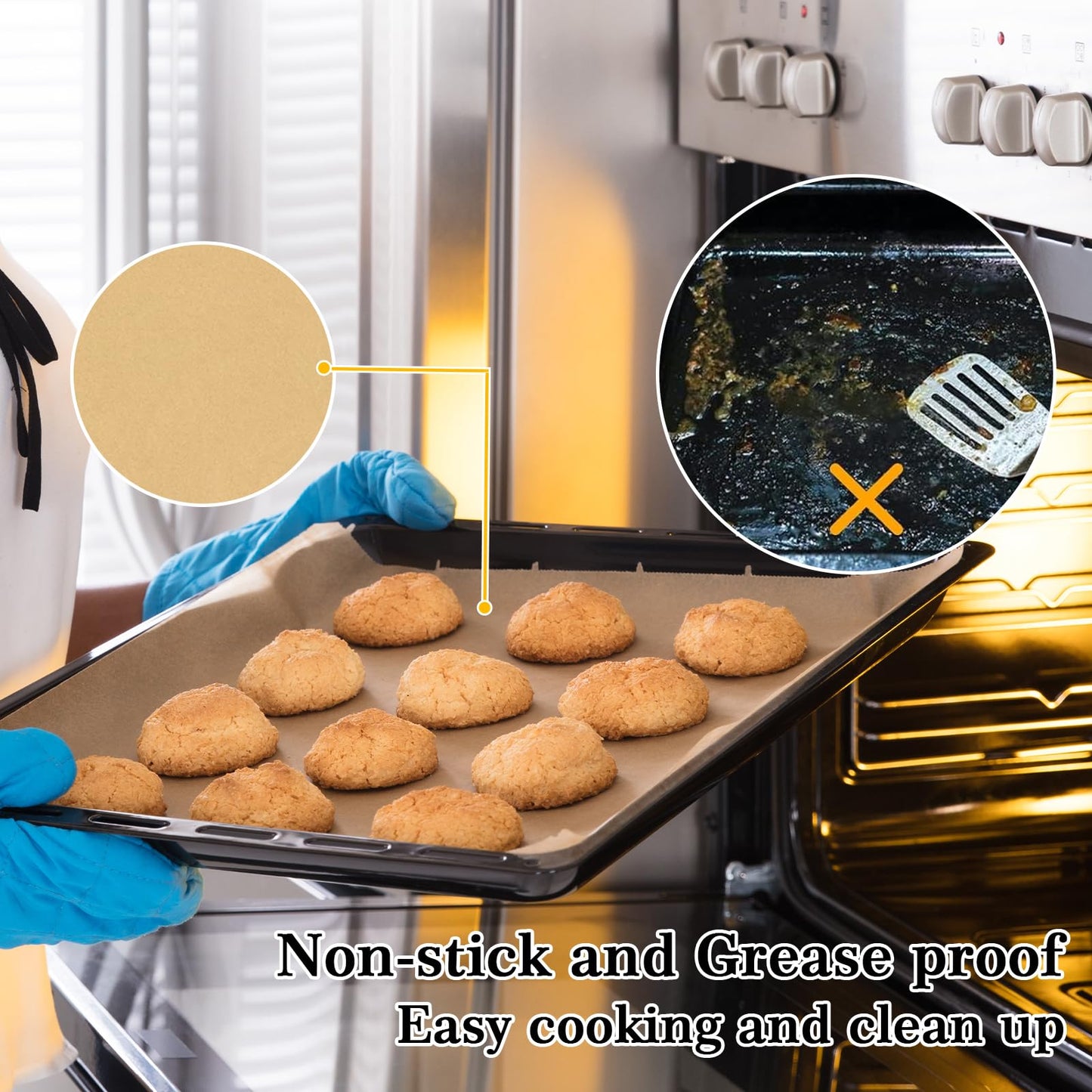 GOAUS Parchment Paper Sheets 13 x 9 Inch, Precut Unbleached Baking Sheets 150 Pcs for Baking, Air Frying, Cooking, Grilling, Steaming, Rectangular Baking Paper Fits Air Fryer, Oven, Microwave