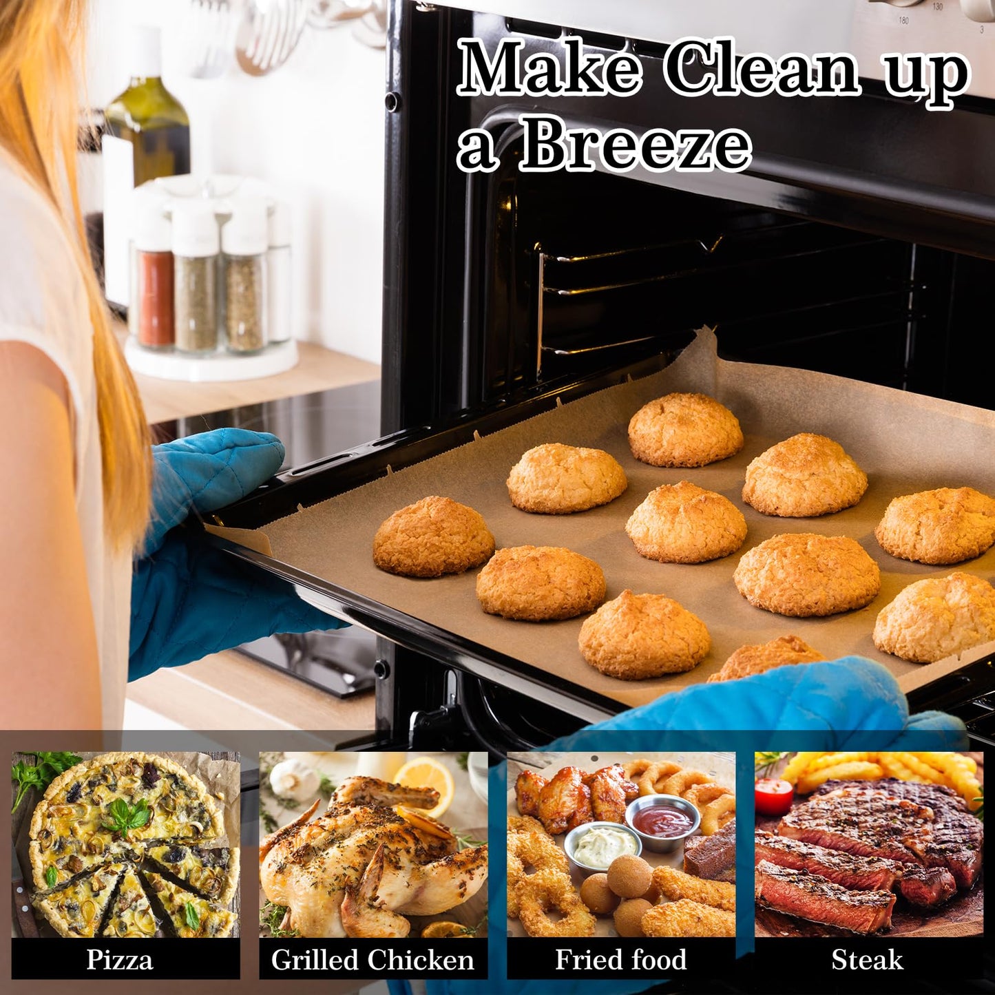 GOAUS Parchment Paper Sheets 13 x 9 Inch, Precut Unbleached Baking Sheets 150 Pcs for Baking, Air Frying, Cooking, Grilling, Steaming, Rectangular Baking Paper Fits Air Fryer, Oven, Microwave