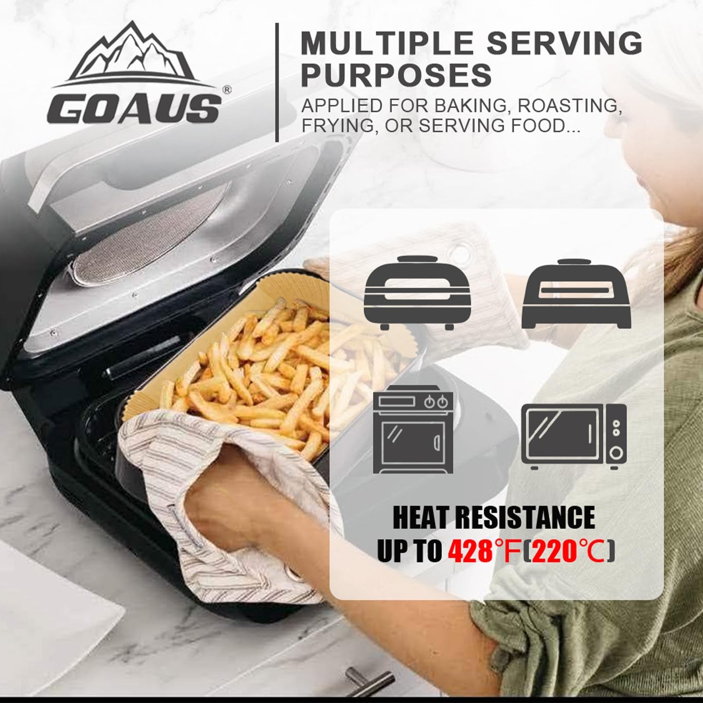 GOAUS Parchment Paper Liners 12.5x8 inch for Air Fryer Toater Oven, Rectangle Paper Disposable Fit Ninja Foodi FG551 Smart XL