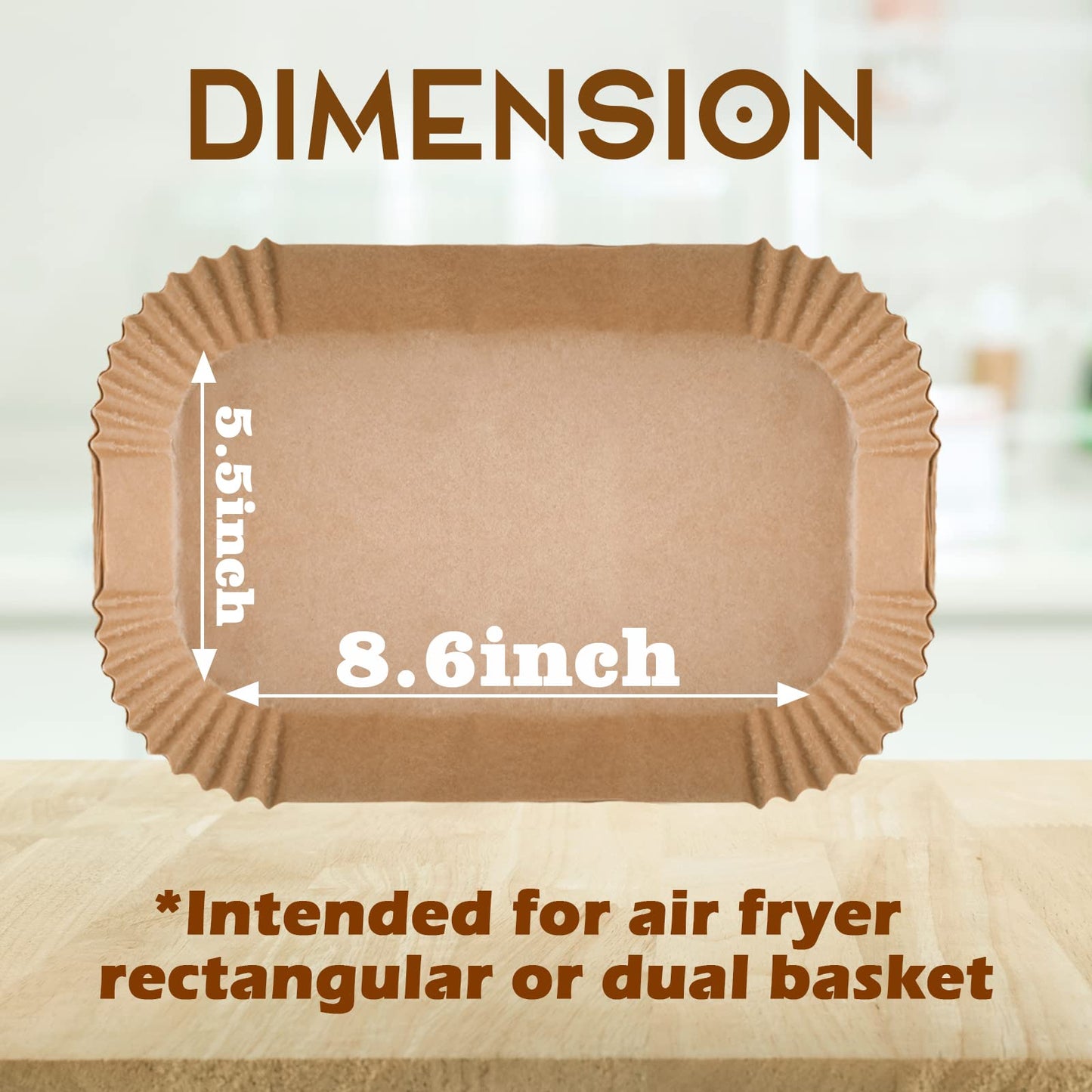 GOAUS Air Fryer 100 Pcs Rectangular Paper Liners Disposable for Dual Air Fryer with 2 Baskets 8 Qt and above, 8.6x5.5 inches Parchment Paper Rectangle, Fit Ninja DZ201 DZ401 IG651