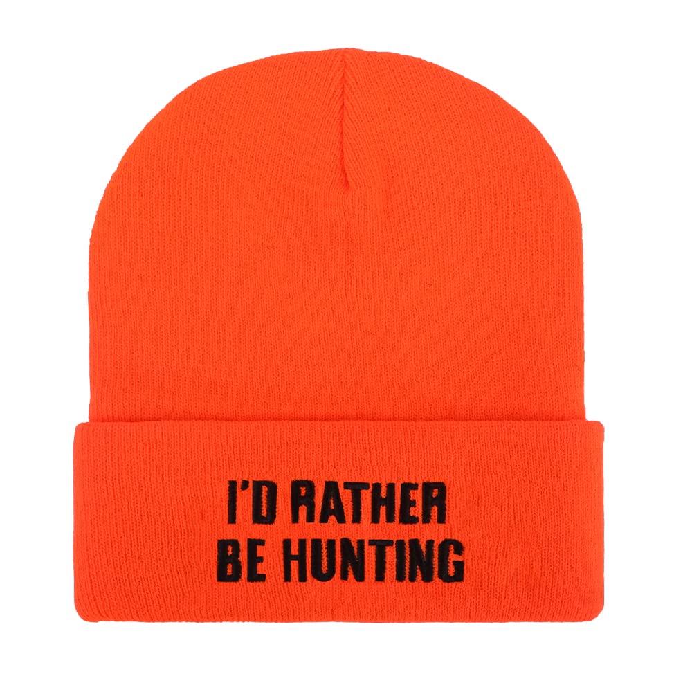 I’d Rather Be Hunting Beanie Hat for Men, Unique Gifts Stocking Stuffers for Father Dad Boys Grandpa Orange