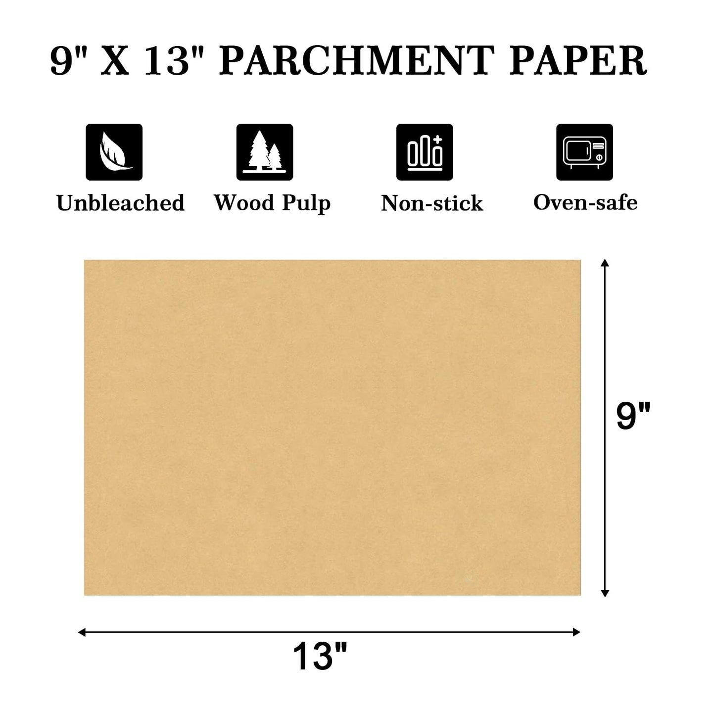 GOAUS Parchment Paper Sheets 13 x 9 Inch, Precut Unbleached Baking Sheets 150 Pcs for Baking, Air Frying, Cooking, Grilling, Steaming, Rectangular Baking Paper Fits Air Fryer, Oven, Microwave