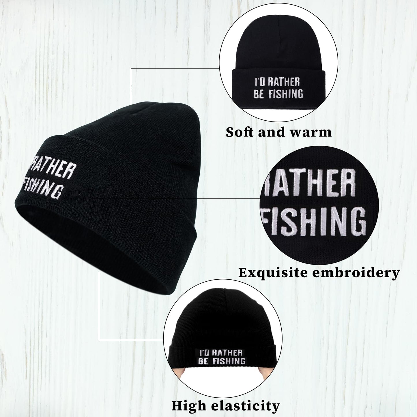 I’d Rather Be Fishing Hat for Men, Unique Gifts Stocking Stuffers for Father Dad Boys Grandpa Black