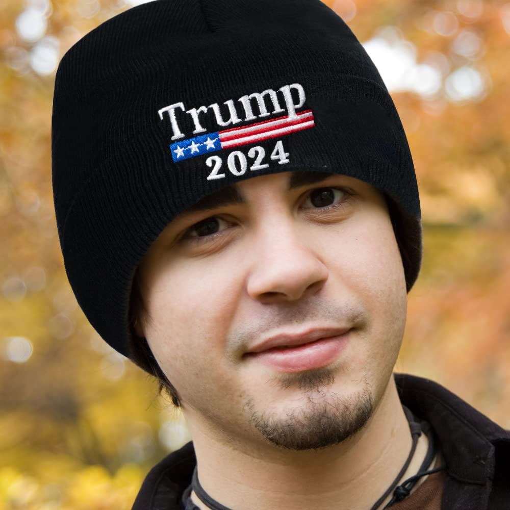 Trump 2024 Flag 3X5 Feet Beanie Hat and Novelty Socks for Men Women,Christimas Gifts Stocking Stuffers for Father Dad Grandpa