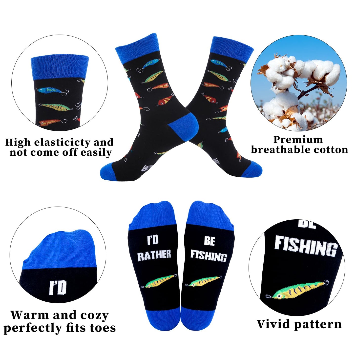 GOAUS Fishing Gifts for Men, Funny Hat and Novelty Socks,Valentines Day Gifts for Him Boys Husband Dad Grandpa