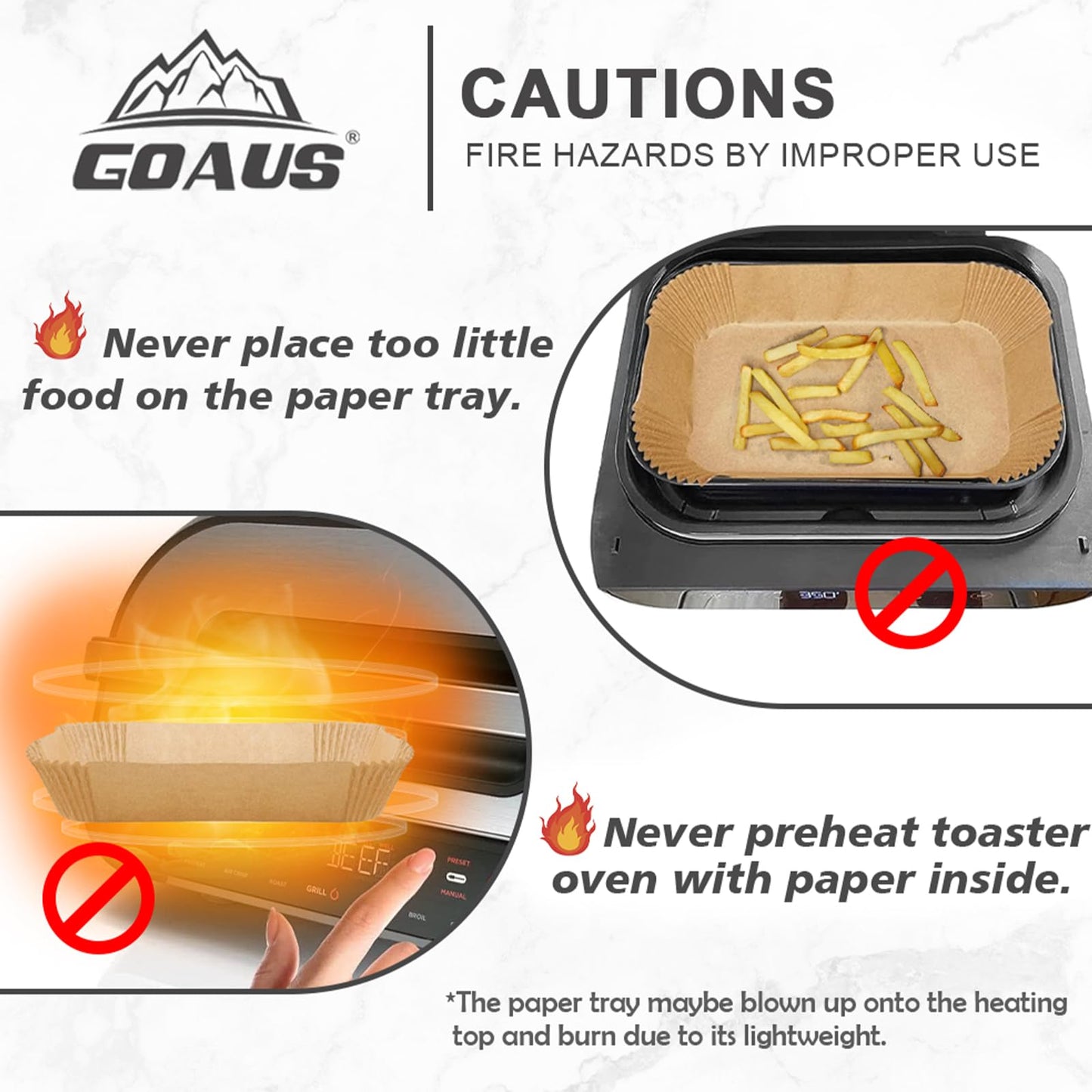 GOAUS Parchment Paper Liners 12.5x8 inch for Air Fryer Toater Oven, Rectangle Paper Disposable Fit Ninja Foodi FG551 Smart XL