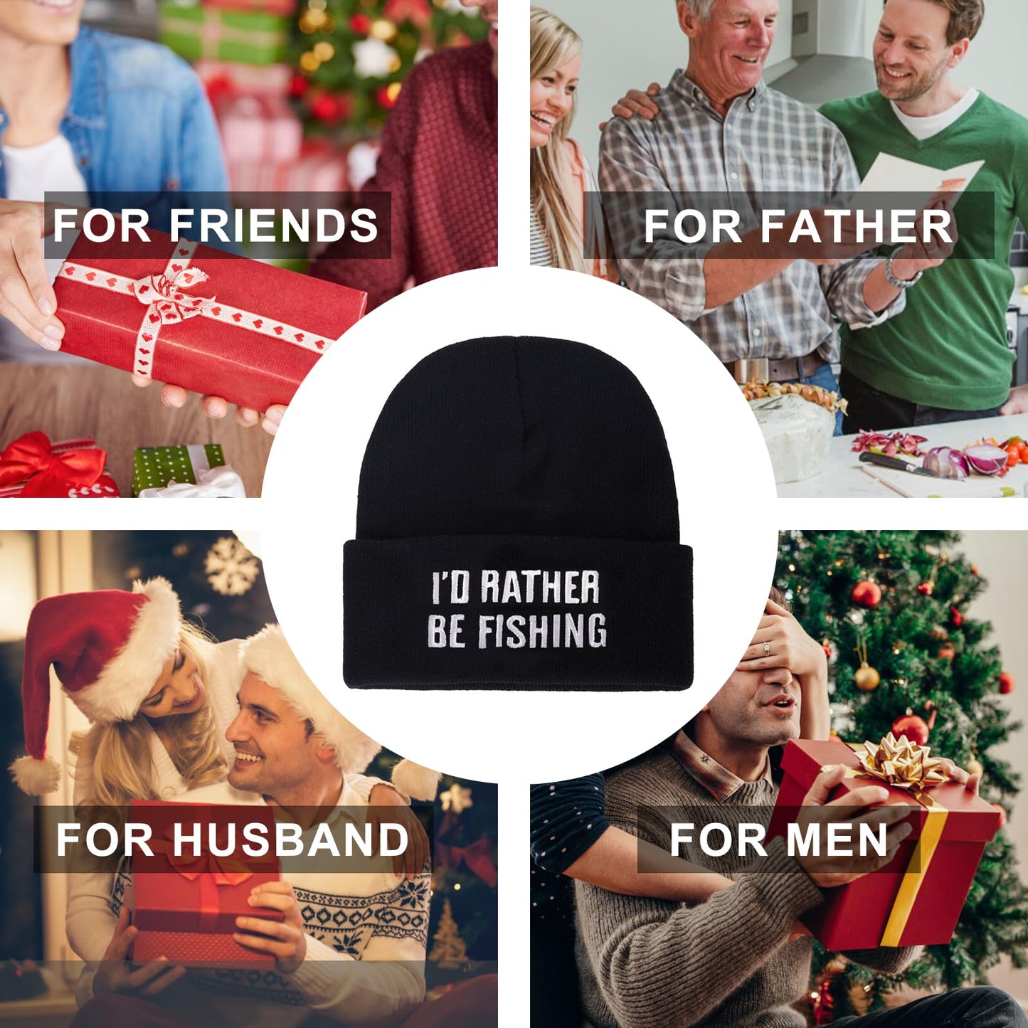 I’d Rather Be Fishing Hat for Men, Unique Gifts Stocking Stuffers for Father Dad Boys Grandpa Black