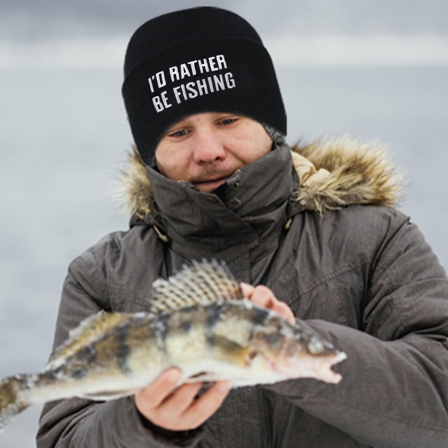 I’d Rather Be Fishing Hat for Men, Unique Gifts Stocking Stuffers for Father Dad Boys Grandpa Black