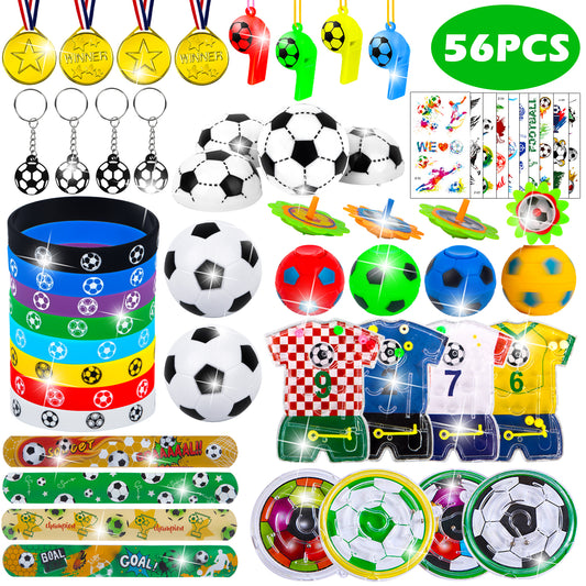 GOAUS Soccer Party Favors for Kids 56 Pack, Bulk Soccer Themed Small Toys as Classroom Treasure Box Toys, Goodie Bag Stuffers, Pinata fillers, Carnival Prizes, Birthday Gifts, Student Rewards  USD$1399USD$13.99