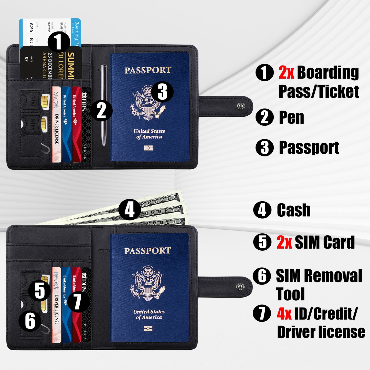 GOAUS Passport Holder with Vaccine Card Slot, RFID Blocking Passport and Vaccine Card Holder Combo, Travel Wallet Passport Book Cover Case Black