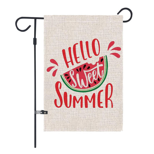 GOAUS Watermelon Summer Welcome Garden Flag,Double Sided Burlap Decorative House Flags for Farmhouse Rustic Home Lawn Yard Indoor Outdoor Decor,12.5 x 18 Inch