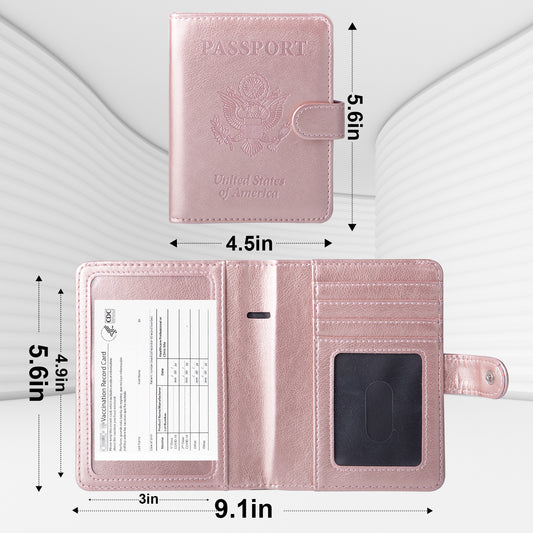 GOAUS Passport Holder with Vaccine Card Slot, RFID Blocking Passport and Vaccine Card Holder Combo, Travel Wallet Cover Case Book with Snap Closure…