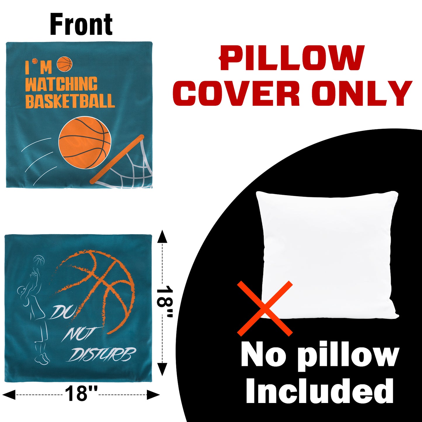 Basketball Gifts Pillow Cover Case 18x18 inch and Funny Socks Combo, Sports Room Decor Party Decorations Supplies, Basketball Lover Gift Idea Christmas Stocking Stuffers for Teen Boys Men Him…