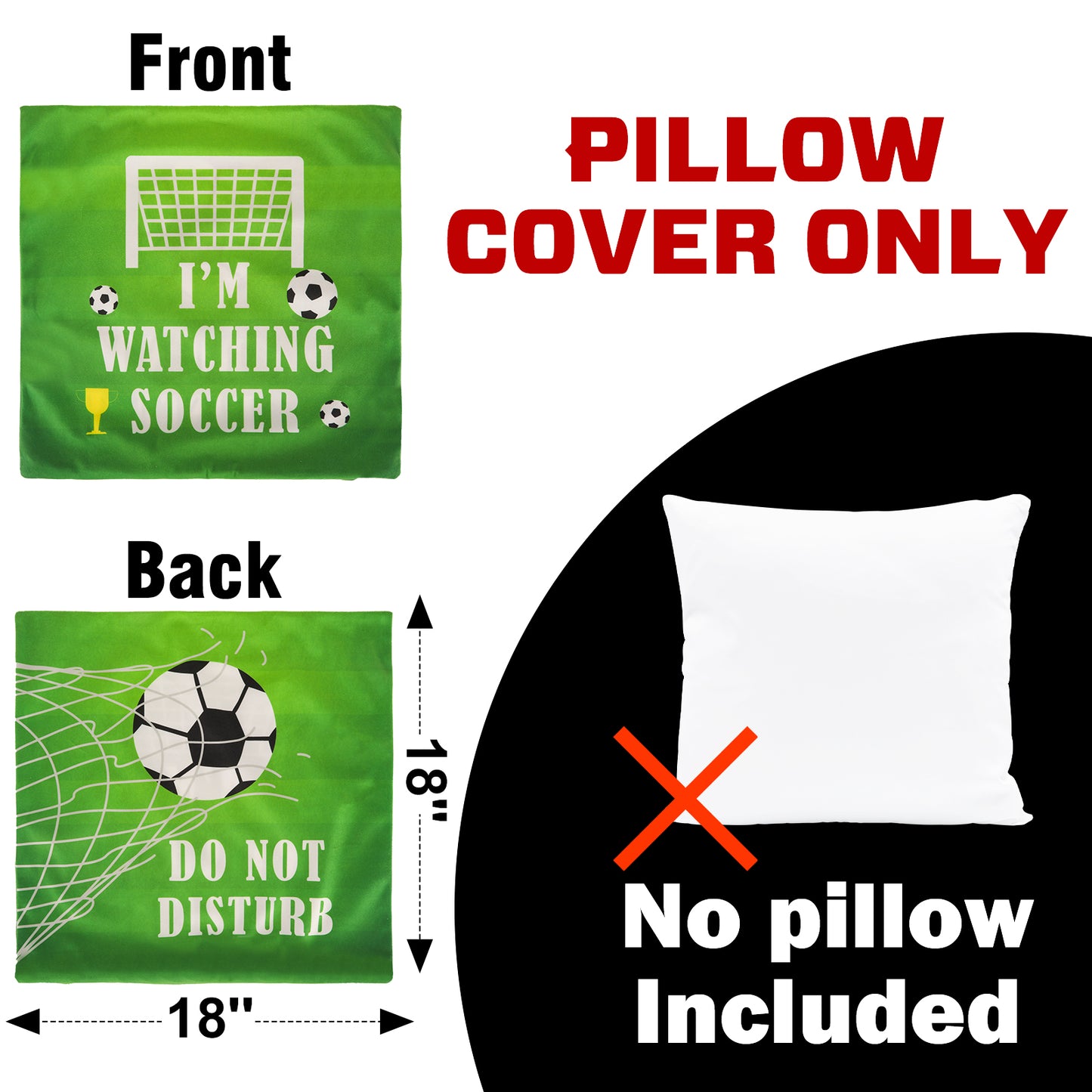 Soccer Gifts Pillow Cover Case 18x18 inch and Funny Soccer Socks Combo, Sports Room Decor Party Decorations Supplies, Soccer Lover Gift Idea Christmas Stocking Stuffers for Teen Boys Men Him