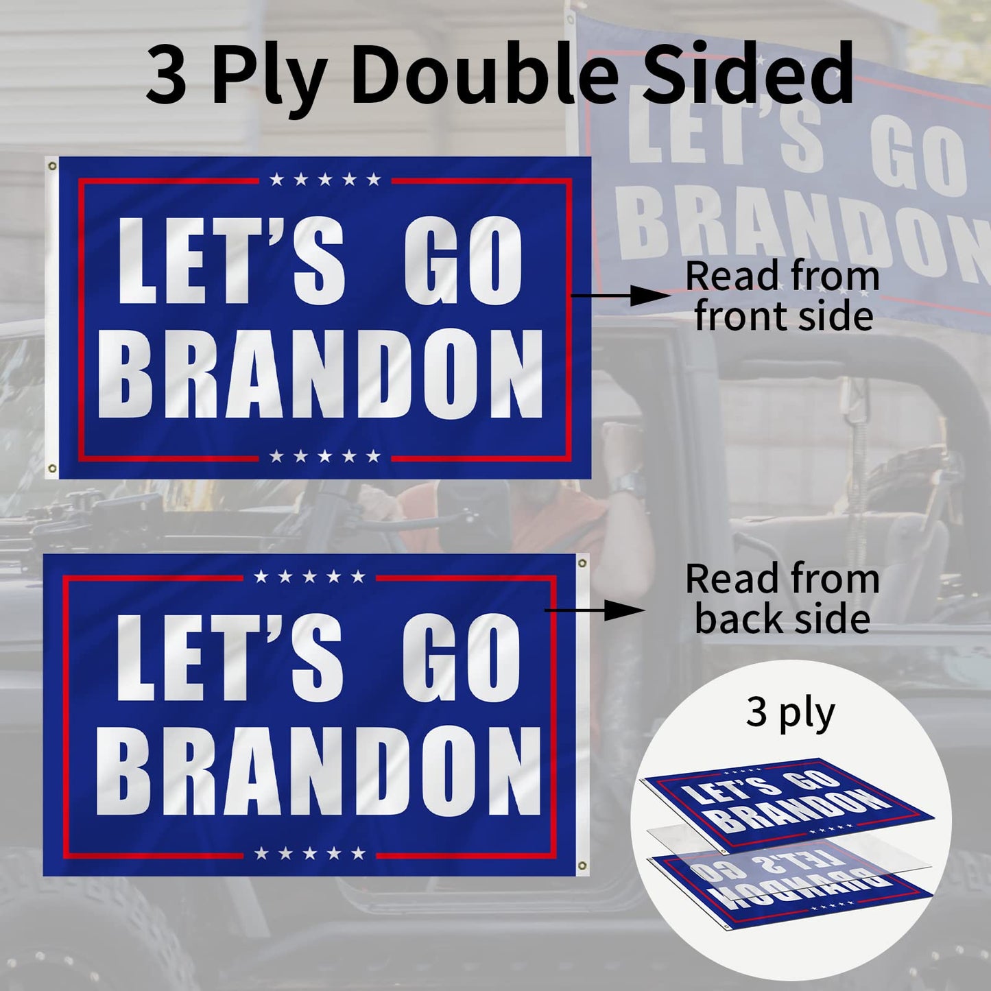 Lets Go 10 Pcs Bumper Stickers FJB Funny Car Decals,Brando Flag 3X5 Feet Double Sided, Novelty Braddon Baseball Cap Hat…