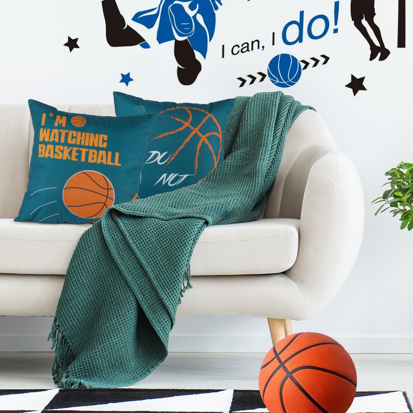 Basketball Gifts Pillow Cover Case 18x18 inch and Funny Socks Combo, Sports Room Decor Party Decorations Supplies, Basketball Lover Gift Idea Christmas Stocking Stuffers for Teen Boys Men Him…