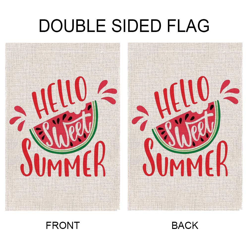 GOAUS Watermelon Summer Welcome Garden Flag,Double Sided Burlap Decorative House Flags for Farmhouse Rustic Home Lawn Yard Indoor Outdoor Decor,12.5 x 18 Inch