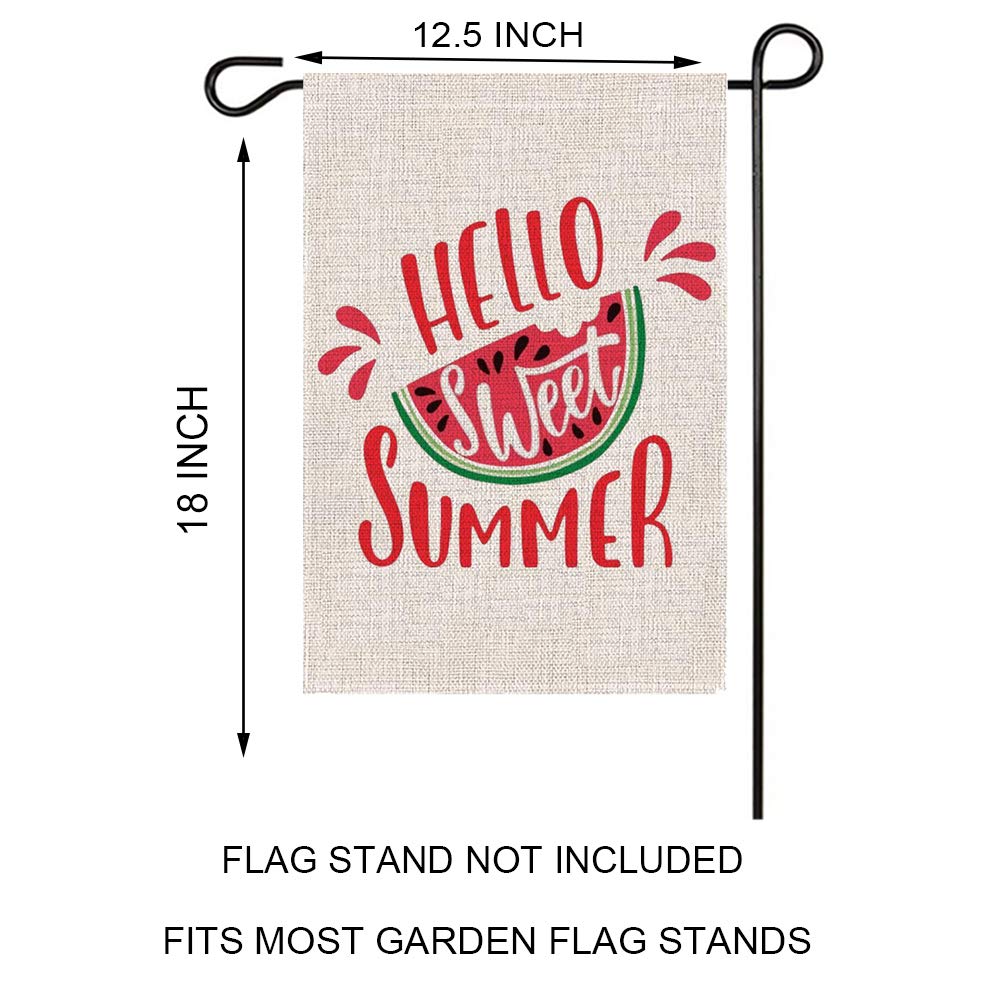 GOAUS Watermelon Summer Welcome Garden Flag,Double Sided Burlap Decorative House Flags for Farmhouse Rustic Home Lawn Yard Indoor Outdoor Decor,12.5 x 18 Inch