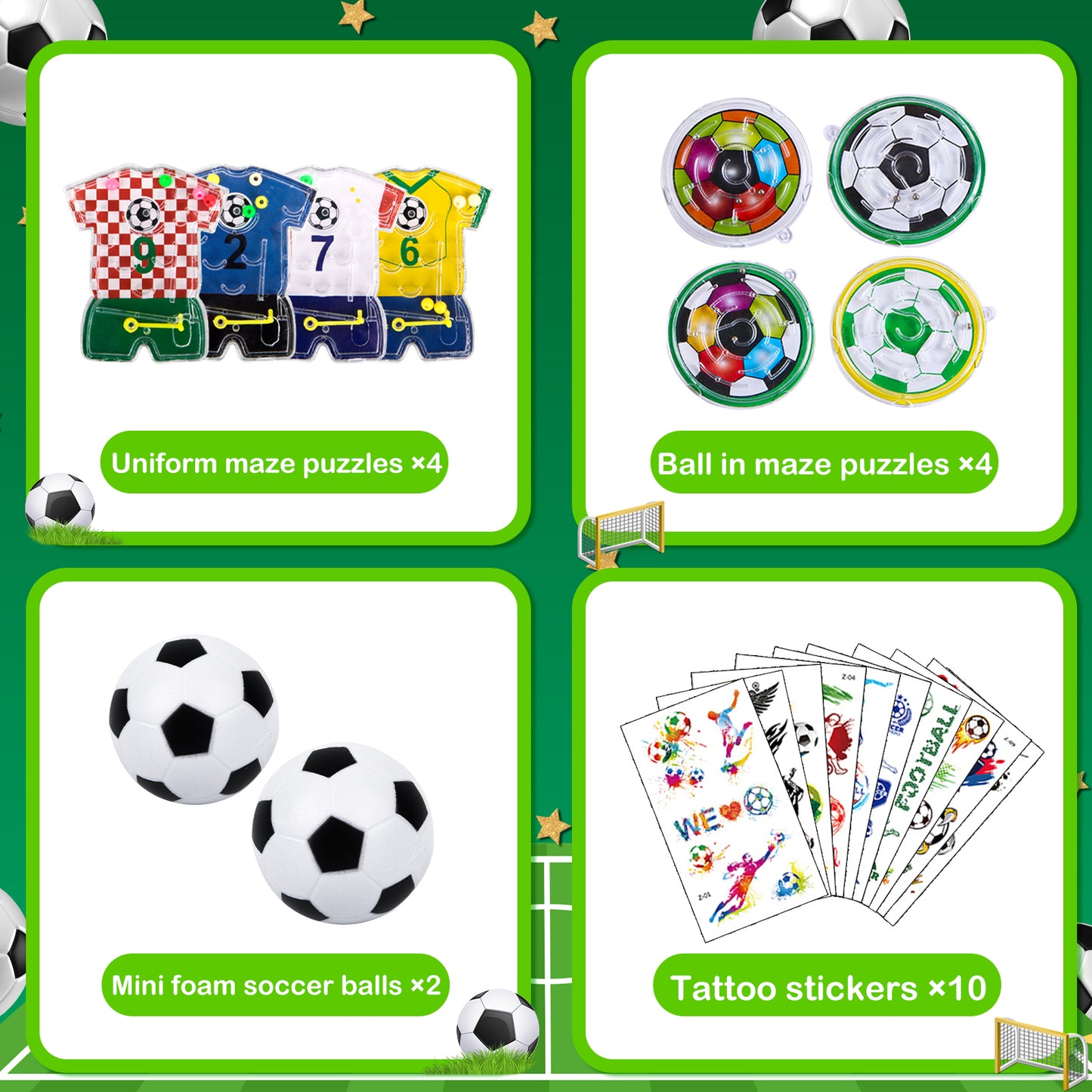 GOAUS Soccer Party Favors for Kids 56 Pack, Bulk Soccer Themed Small Toys as Classroom Treasure Box Toys, Goodie Bag Stuffers, Pinata fillers, Carnival Prizes, Birthday Gifts, Student Rewards  USD$1399USD$13.99