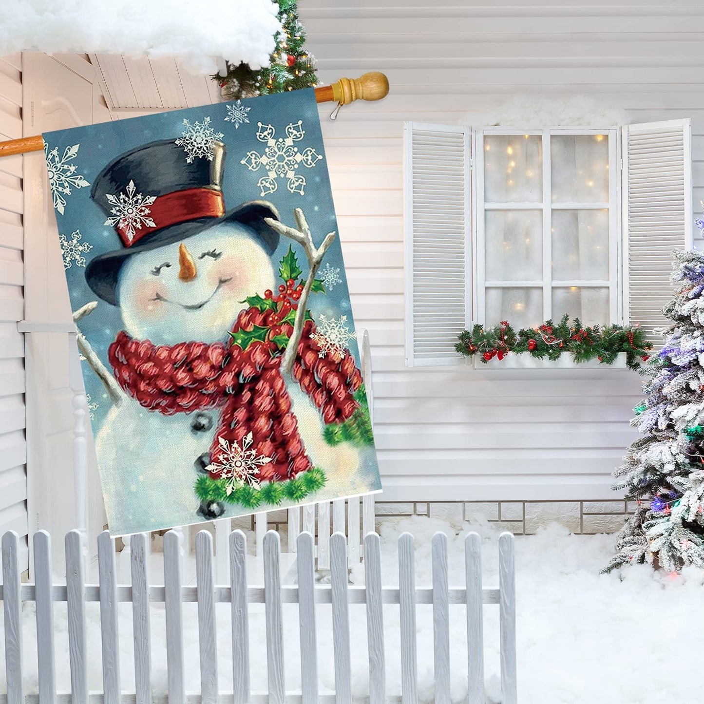 GOAUS Christmas House Flag,Snowman Merry Xmas Stocking Stuffers,Double Sided Burlap Decorative Garden Flags for Home Lawn Yard Indoor Outdoor Decor,28 x 40 Inch