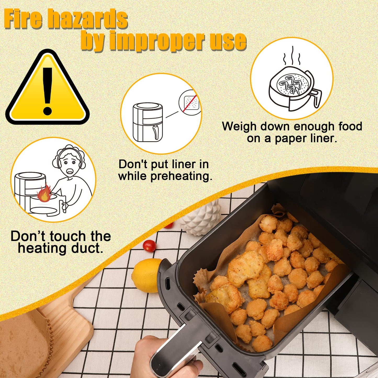 GOAUS Air Fryer 100 Pcs Rectangular Paper Liners Disposable for Dual Air Fryer with 2 Baskets 8 Qt and above, 8.6x5.5 inches Parchment Paper Rectangle, Fit Ninja DZ201 DZ401 IG651
