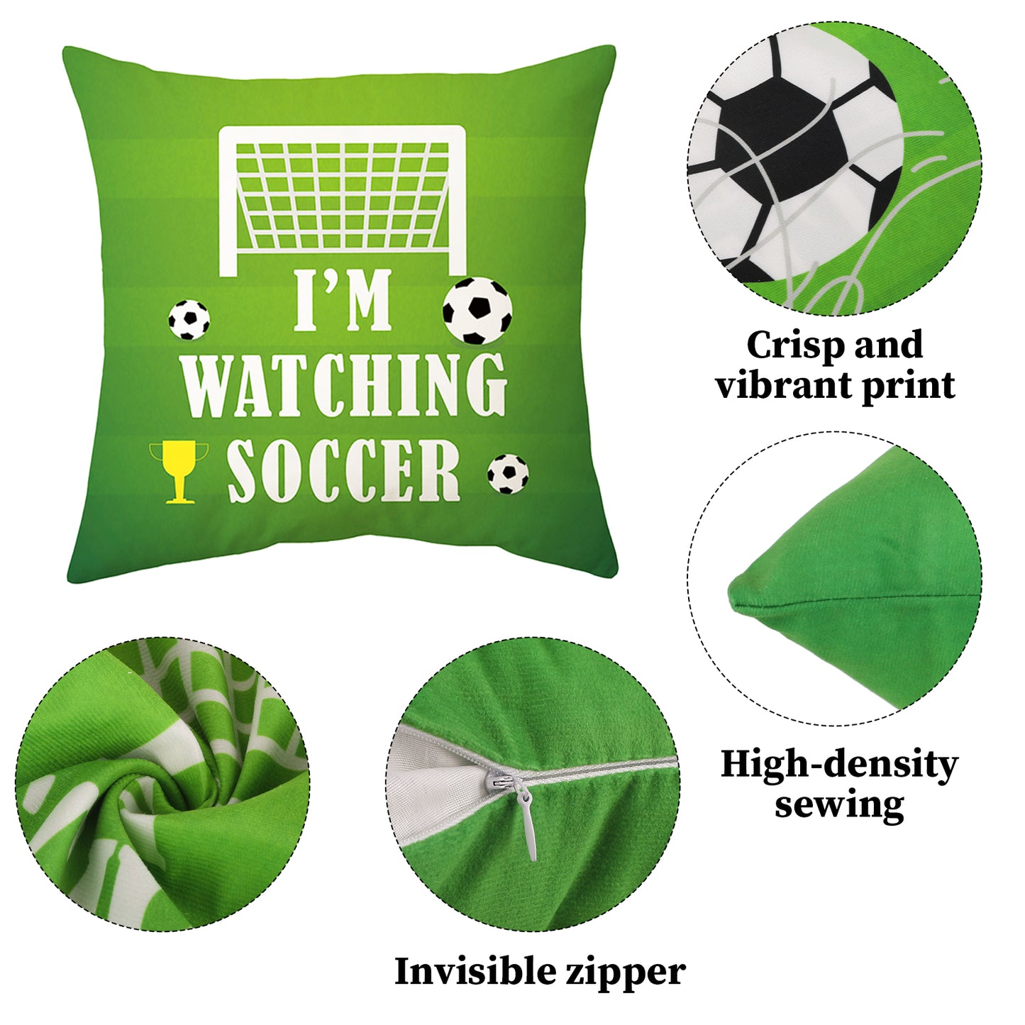 Soccer Gifts Pillow Cover Case 18x18 inch and Funny Soccer Socks Combo, Sports Room Decor Party Decorations Supplies, Soccer Lover Gift Idea Christmas Stocking Stuffers for Teen Boys Men Him