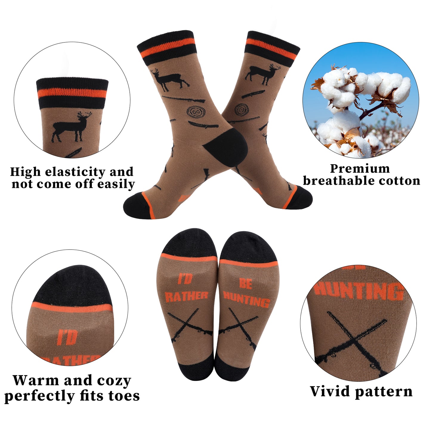 GOAUS Hunting Gifts for Men, Funny Hat and Socks for Him, Father Dad Boys Grandpa Unique Stocking Stuffers Orange…