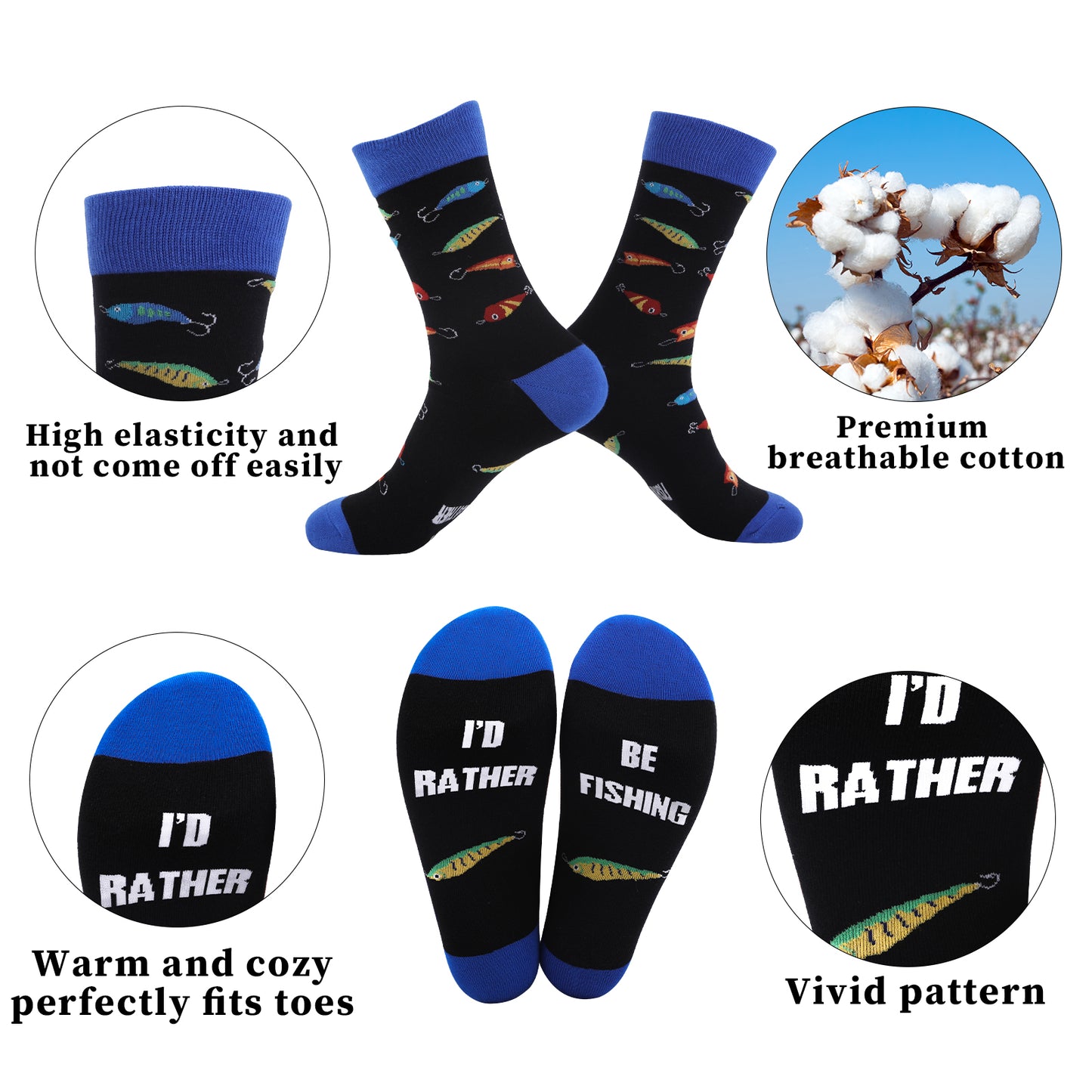 GOAUS Fishing Gifts for Men, Funny Hat and Socks for Him, Father Dad Boys Grandpa Unique Stocking Stuffers…