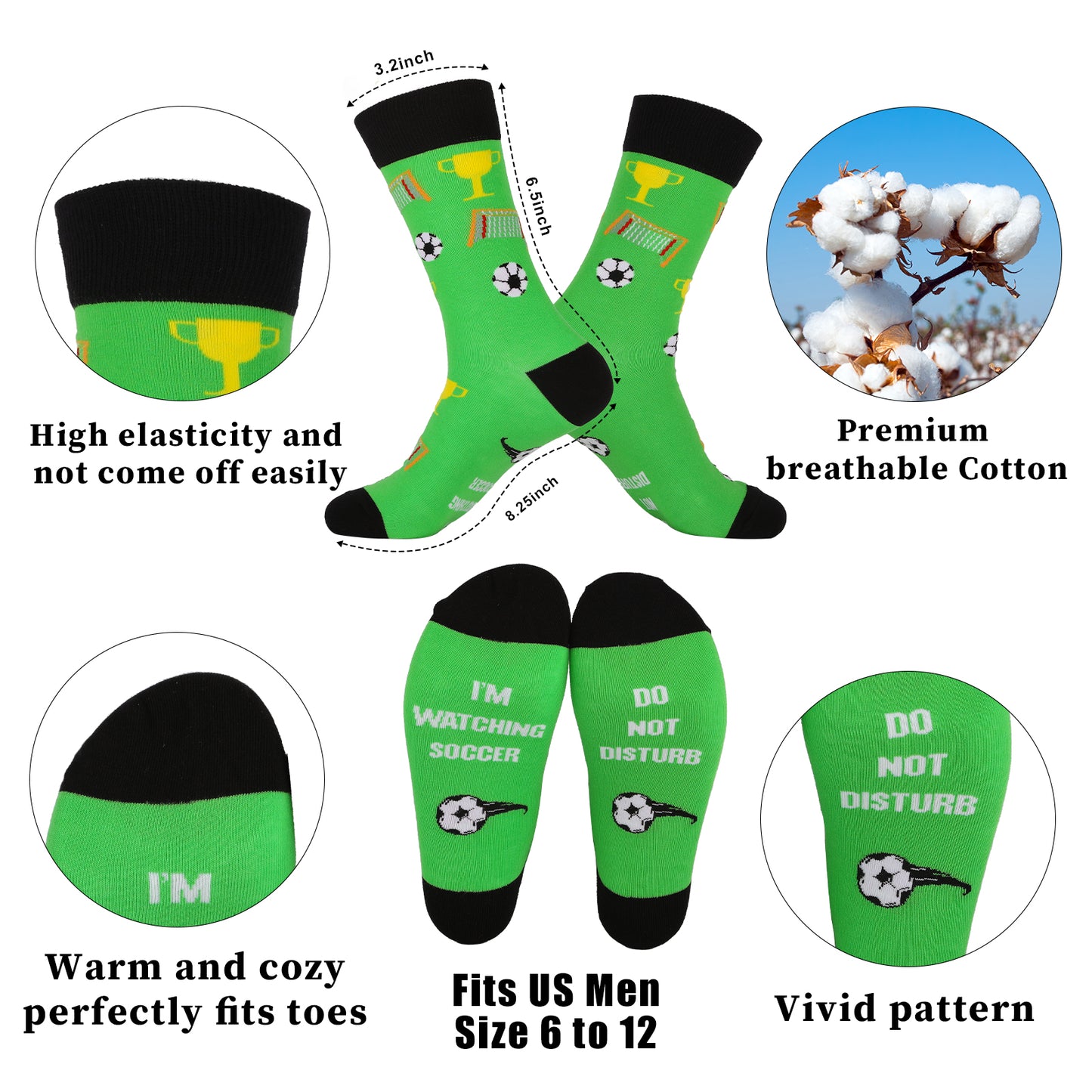 Soccer Gifts Pillow Cover Case 18x18 inch and Funny Soccer Socks Combo, Sports Room Decor Party Decorations Supplies, Soccer Lover Gift Idea Christmas Stocking Stuffers for Teen Boys Men Him