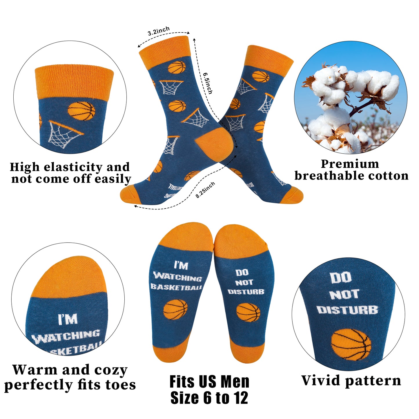 Basketball Gifts Pillow Cover Case 18x18 inch and Funny Socks Combo, Sports Room Decor Party Decorations Supplies, Basketball Lover Gift Idea Christmas Stocking Stuffers for Teen Boys Men Him…