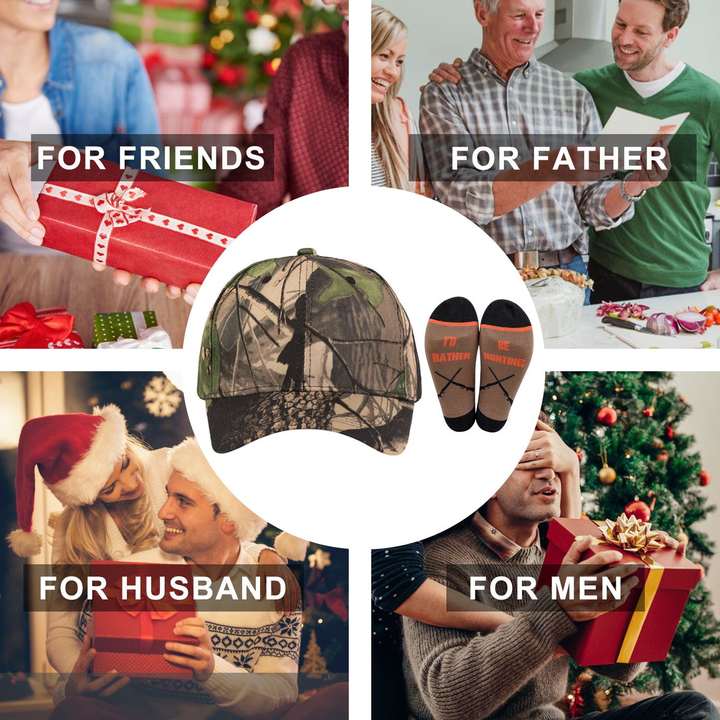 GOAUS Hunting Gifts for Men, Funny Hat and Socks for Him, Father Dad Boys Grandpa Unique Stocking Stuffers