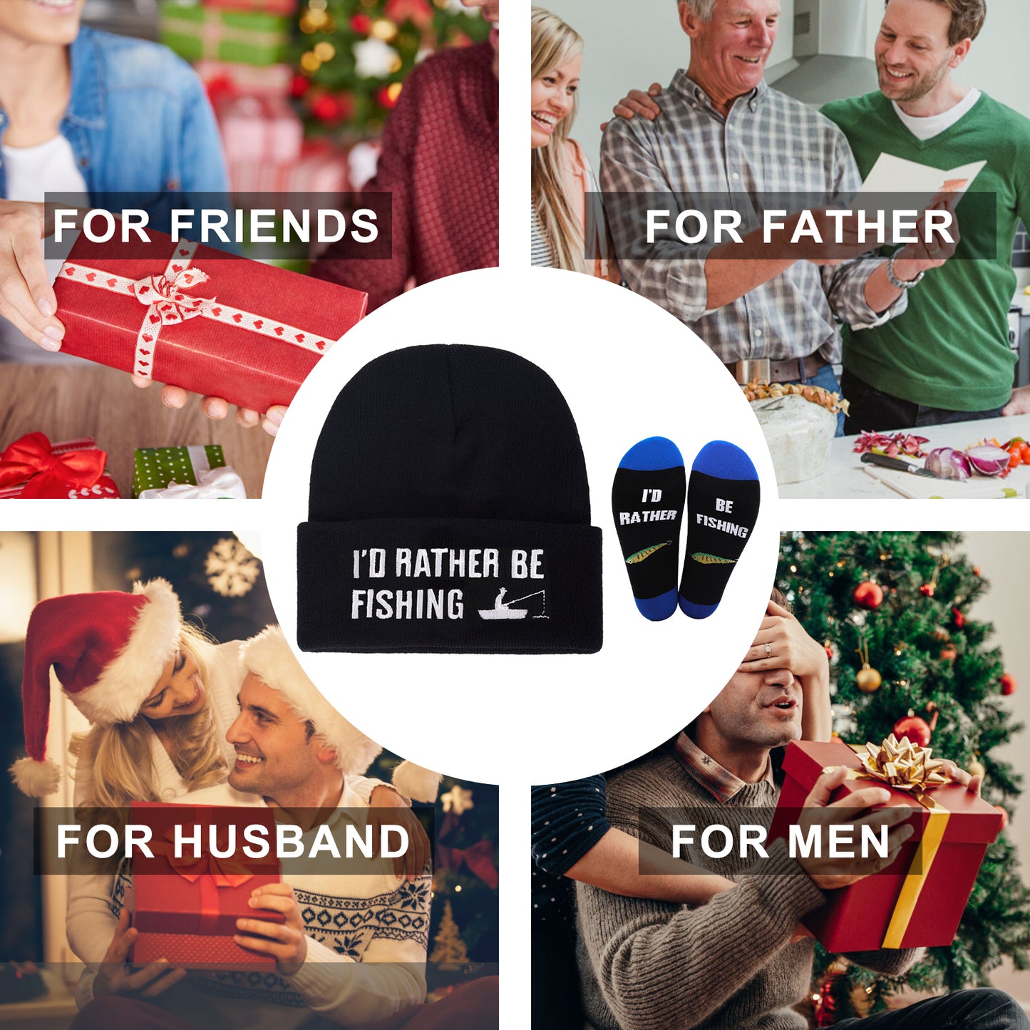 GOAUS Fishing Gifts for Men, Funny Hat and Socks for Him, Father Dad Boys Grandpa Unique Stocking Stuffers…